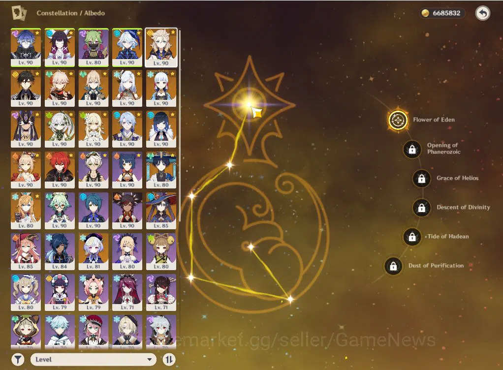 Genshin Impact Accounts Mid Game ASIA|AR60|PremTeam Esscoffier,Flins,Yelan,Ayaka|15Limited 3