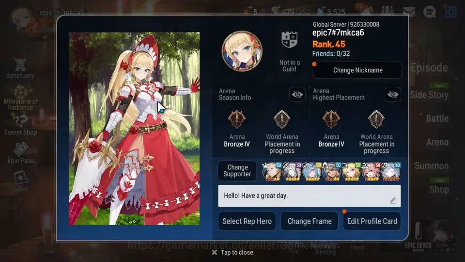 Epic Seven Accounts GLOBAL Unverif|New Era|7 ML(BArunka,LC Bellona,BYS image 2