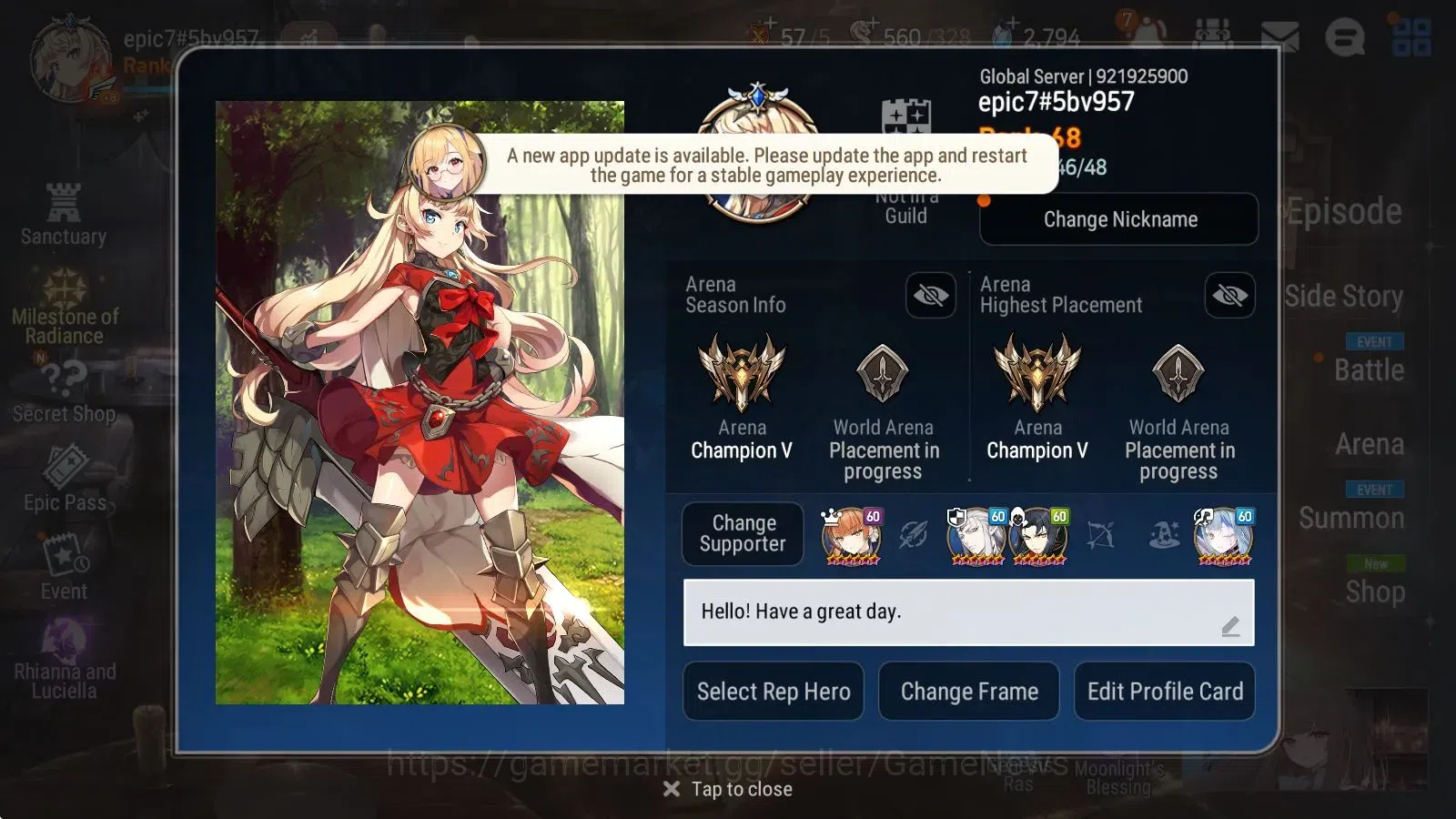Epic Seven Accounts [GLOBAL] 14 ML (Shepherd ot Dark Diene, BArunka, H image 10