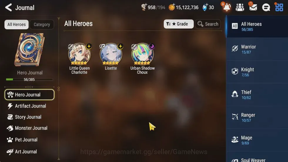 Epic Seven Accounts High-End GLOBAL UnVerif|New Era|3 ML(Lisete,LQ Charlote,US Choux)+Chloe,Iseria,Landy,Etc|Poh ON|Abys F 1