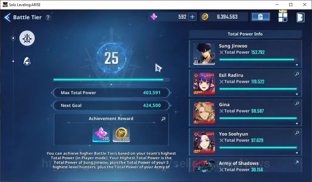 Solo Leveling: ARISE Accounts Total Power 403K | Esil A4 +Weapon, Gina, Soohyun A3, Mirei A1 + Weapon Plum + Fan OTFDemon 2