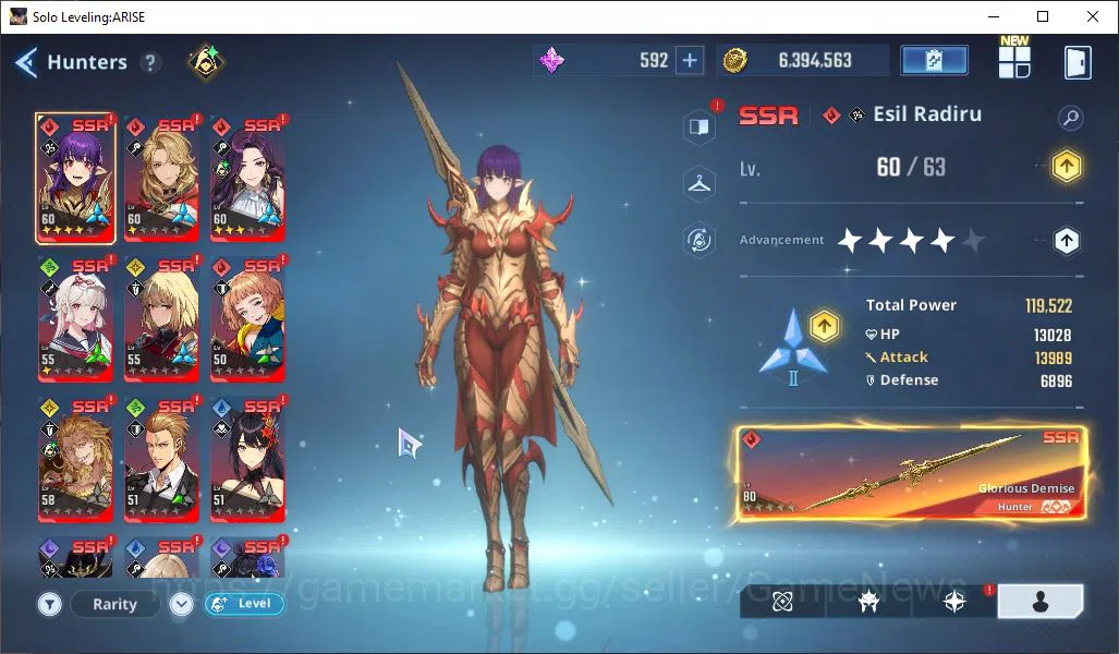 Solo Leveling: ARISE Accounts Total Power 403K | Esil A4 +Weapon, Gina, Soohyun A3, Mirei A1 + Weapon Plum + Fan OTFDemon 5