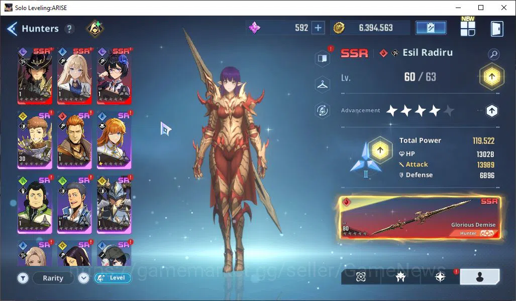 Solo Leveling: ARISE Accounts Total Power 403K | Esil A4 +Weapon, Gina, Soohyun A3, Mirei A1 + Weapon Plum + Fan OTFDemon 6