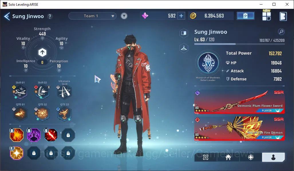 Solo Leveling: ARISE Accounts Total Power 403K | Esil A4 +Weapon, Gina, Soohyun A3, Mirei A1 + Weapon Plum + Fan OTFDemon 7