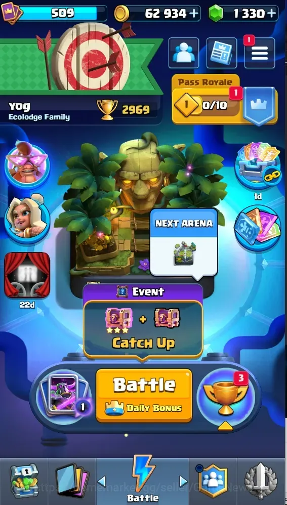 Clash Royale Accounts High-End Lv 509|Trophy 2969|KTL 10|Card 63/123|4 Evo 1 Legend,17 Epic,22 Rare,23 Common|2 1