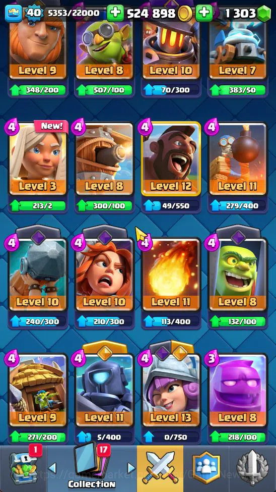 Clash Royale Accounts Midgame Lv 40|Trophy 8413|KTL 13|Limited Skin|Card 121| 2 Hero 9 EVO 8 Champ 21 Legendary 33 Epic 30 10