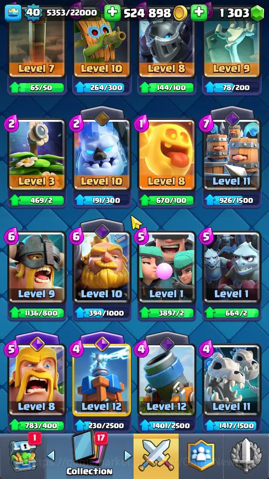 Clash Royale Accounts Midgame Lv 40|Trophy 8413|KTL 13|Limited Skin|Card 121| 2 Hero 9 EVO 8 Champ 21 Legendary 33 Epic 30 11