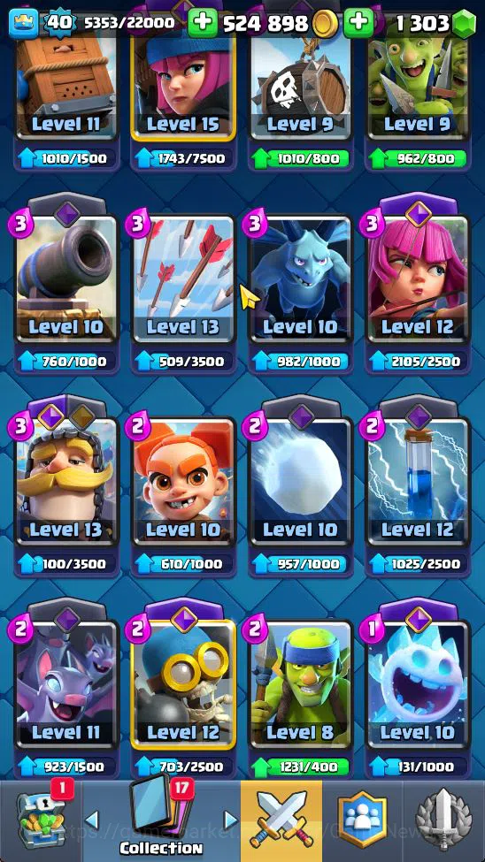 Clash Royale Accounts Midgame Lv 40|Trophy 8413|KTL 13|Limited Skin|Card 121| 2 Hero 9 EVO 8 Champ 21 Legendary 33 Epic 30 12