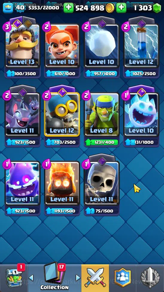Clash Royale Accounts Midgame Lv 40|Trophy 8413|KTL 13|Limited Skin|Card 121| 2 Hero 9 EVO 8 Champ 21 Legendary 33 Epic 30 13