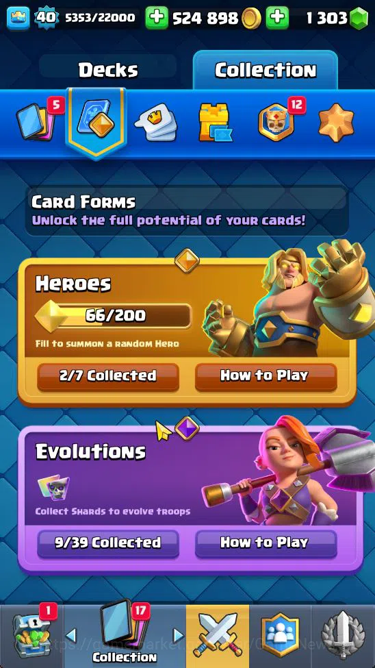 Clash Royale Accounts Midgame Lv 40|Trophy 8413|KTL 13|Limited Skin|Card 121| 2 Hero 9 EVO 8 Champ 21 Legendary 33 Epic 30 14