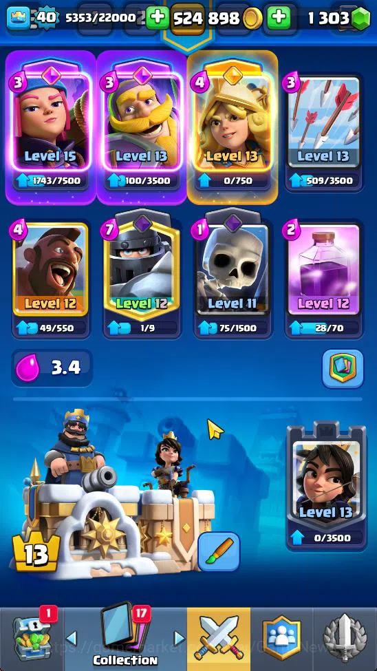 Clash Royale Accounts Midgame Lv 40|Trophy 8413|KTL 13|Limited Skin|Card 121| 2 Hero 9 EVO 8 Champ 21 Legendary 33 Epic 30 2