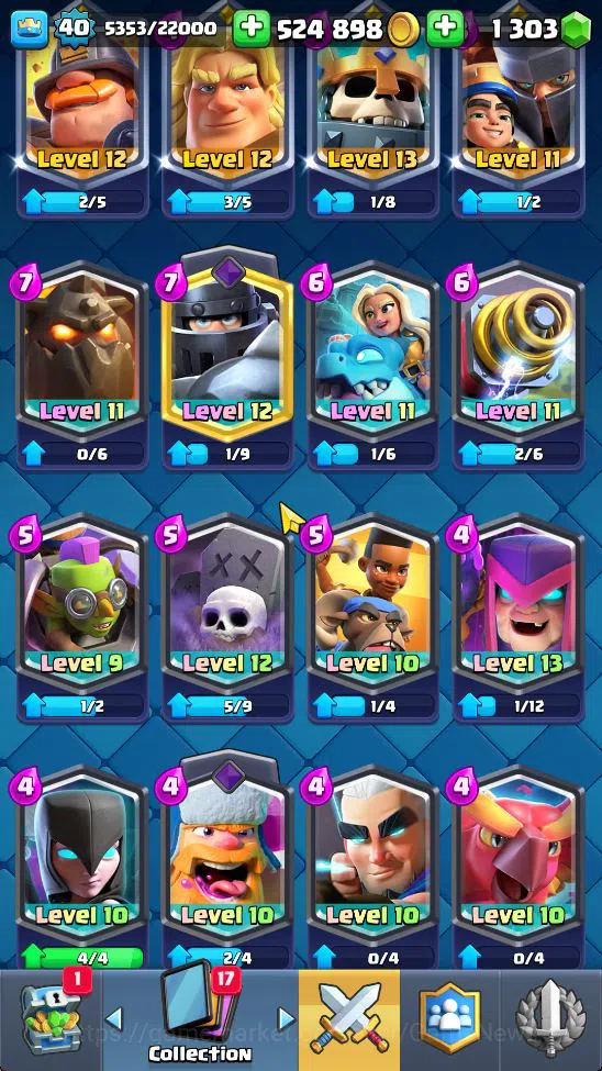 Clash Royale Accounts Midgame Lv 40|Trophy 8413|KTL 13|Limited Skin|Card 121| 2 Hero 9 EVO 8 Champ 21 Legendary 33 Epic 30 4