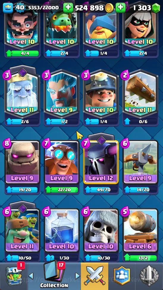 Clash Royale Accounts Midgame Lv 40|Trophy 8413|KTL 13|Limited Skin|Card 121| 2 Hero 9 EVO 8 Champ 21 Legendary 33 Epic 30 5