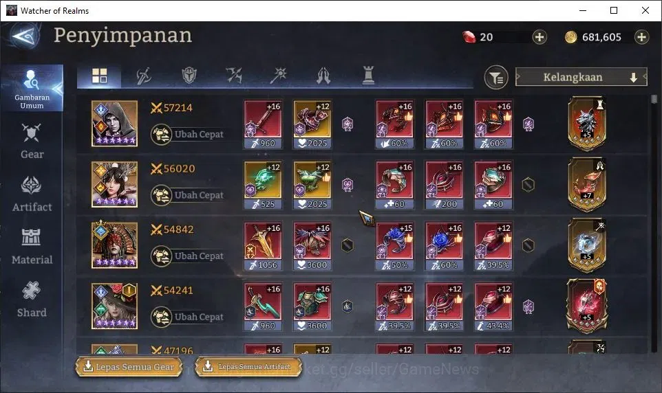 Watcher of Realms Accounts GLOBAL 60x|Lv 43|927K Power|1 Lord [Nastya] +15 Le image 9