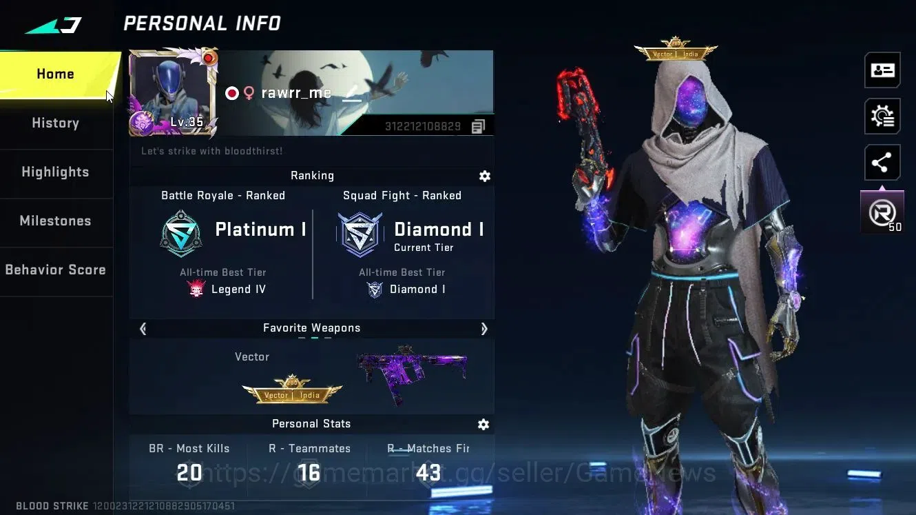 Blood Strike Accounts Asia|ETERNAL Desert Eagle-Scorpius|Collab 7DS[Kar9 image 3