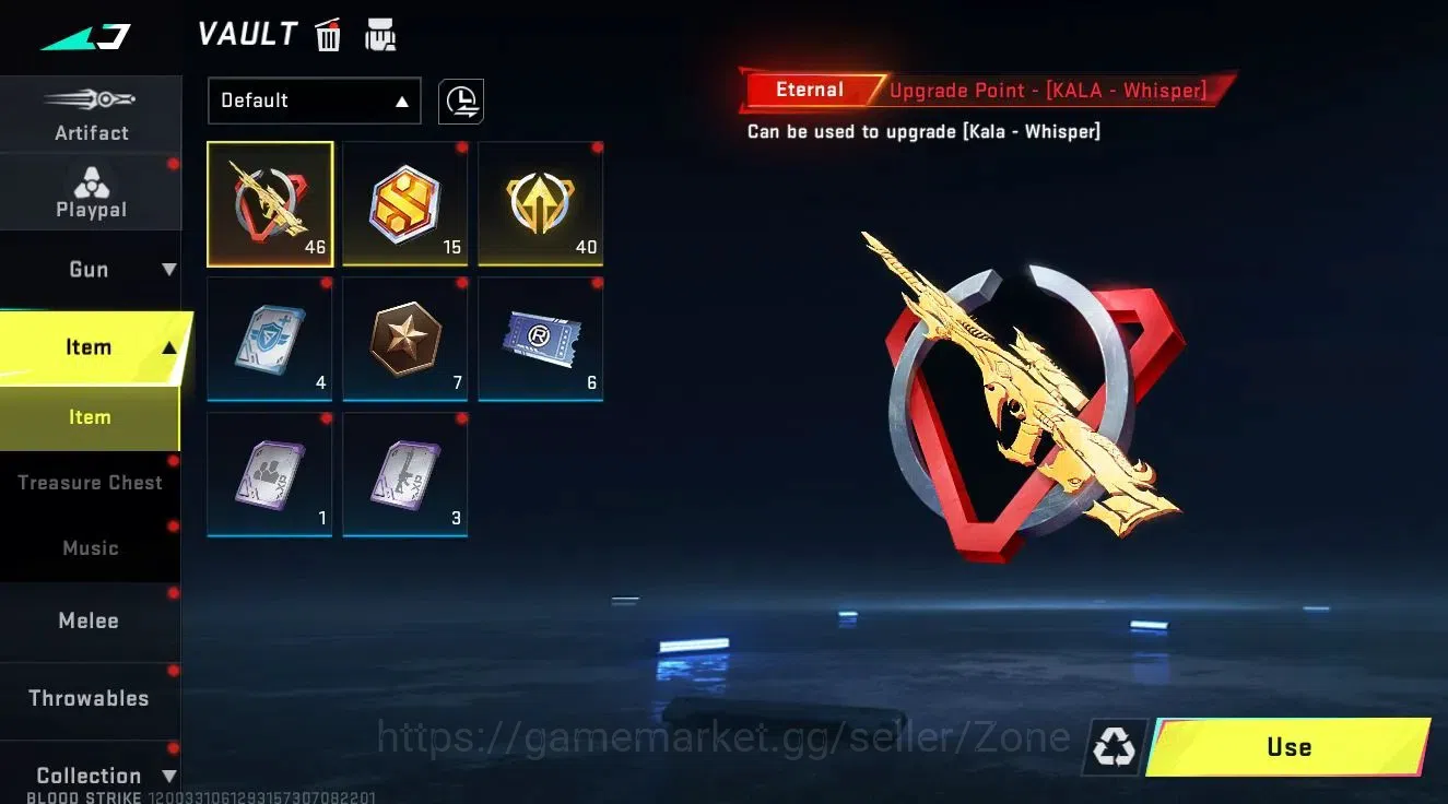 Blood Strike Accounts Mid-Tier ASIA|Eternal Kala - Whisper (Lv2) | 1 Legendary Gun | 1 Ultra Striker | BR Platinum IV 5