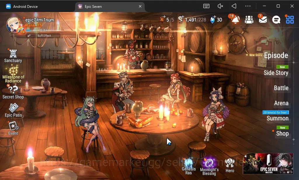 Epic Seven Accounts GLOBAL UNVERIF|New Era|3 ML(Empry Ilynav,SB Aramin image 1