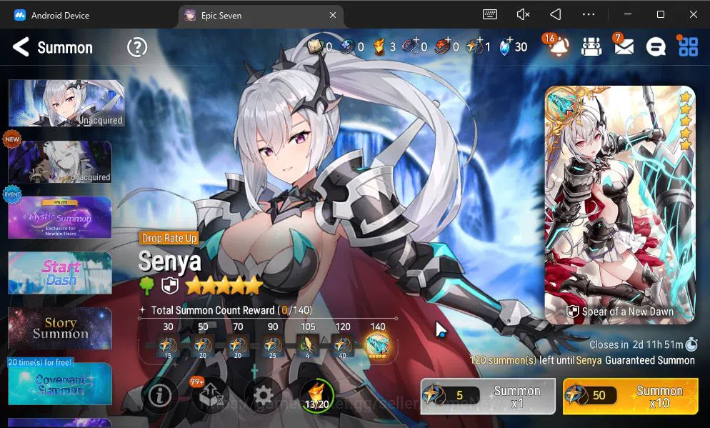 Epic Seven Accounts GLOBAL UNVERIF|New Era|3 ML(Empry Ilynav,SB Aramin image 10