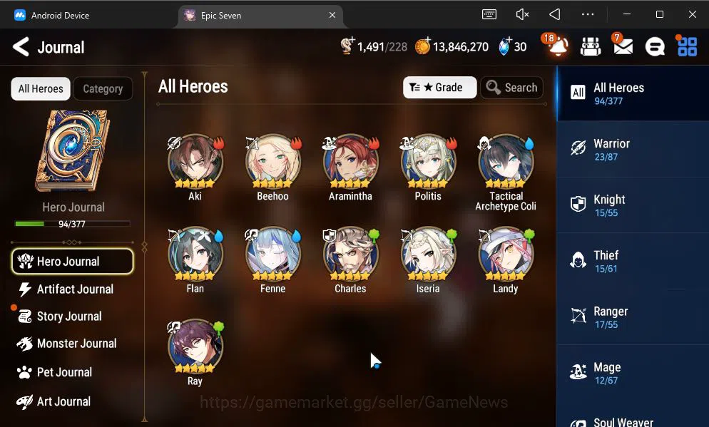 Epic Seven Accounts GLOBAL UNVERIF|New Era|3 ML(Empry Ilynav,SB Aramin image 20