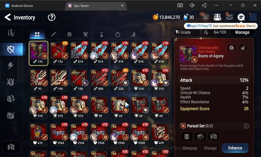 Epic Seven Accounts GLOBAL UNVERIF|New Era|3 ML(Empry Ilynav,SB Aramin image 5