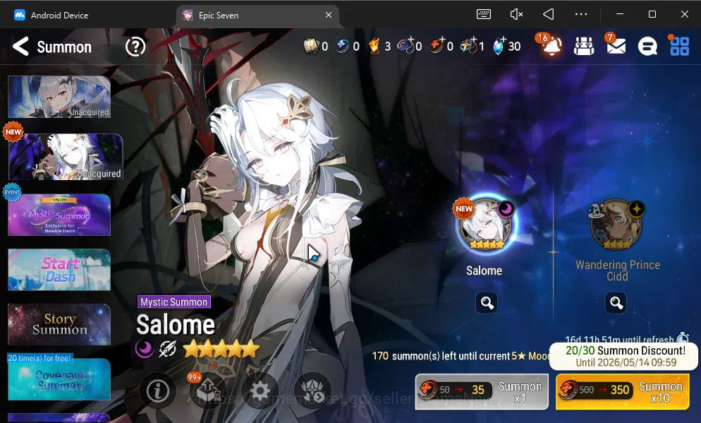 Epic Seven Accounts GLOBAL UNVERIF|New Era|3 ML(Empry Ilynav,SB Aramin image 9