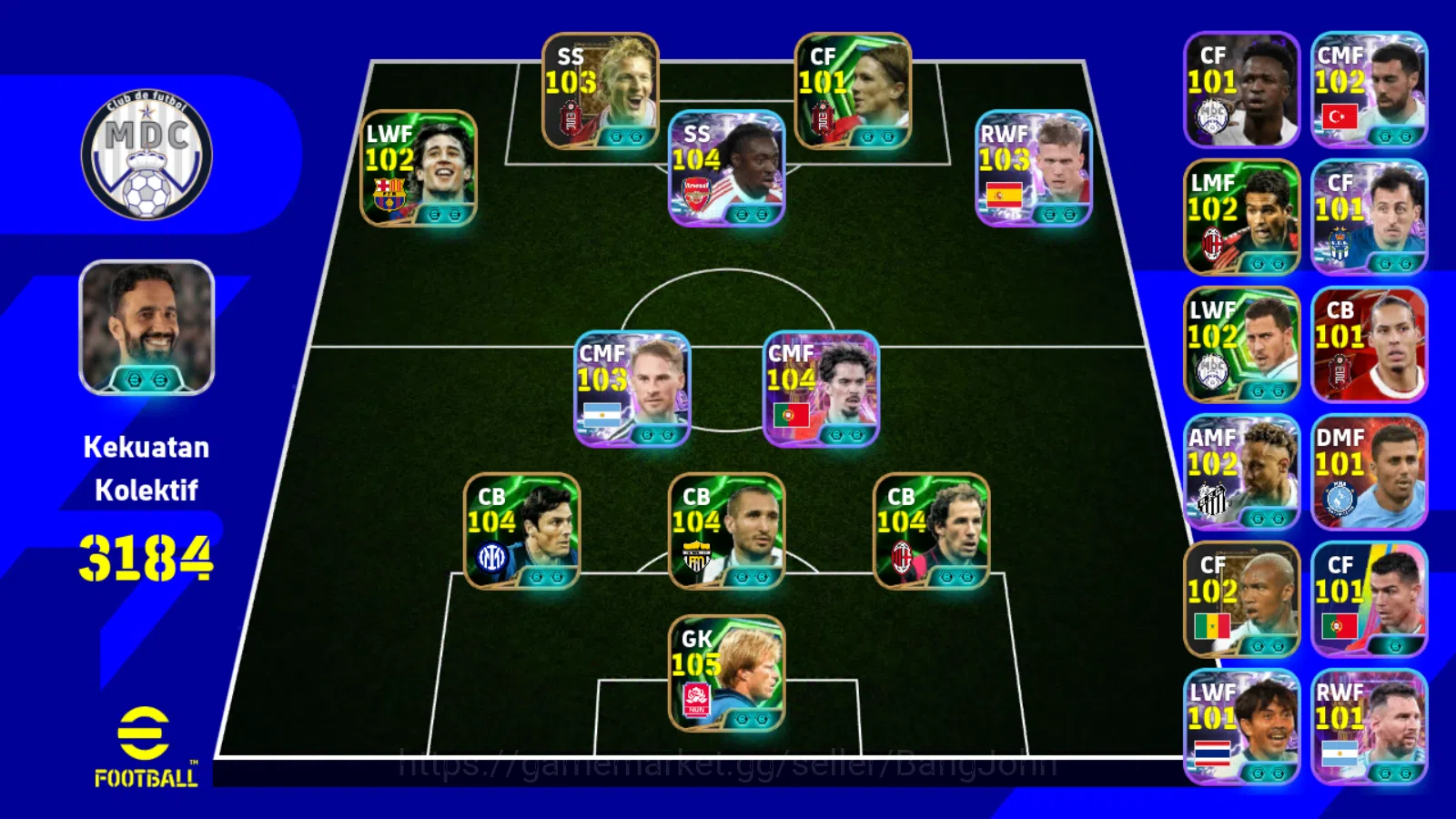 eFootball Others Power 3184 | eze show,vitinha show,baresi,chellini image 1