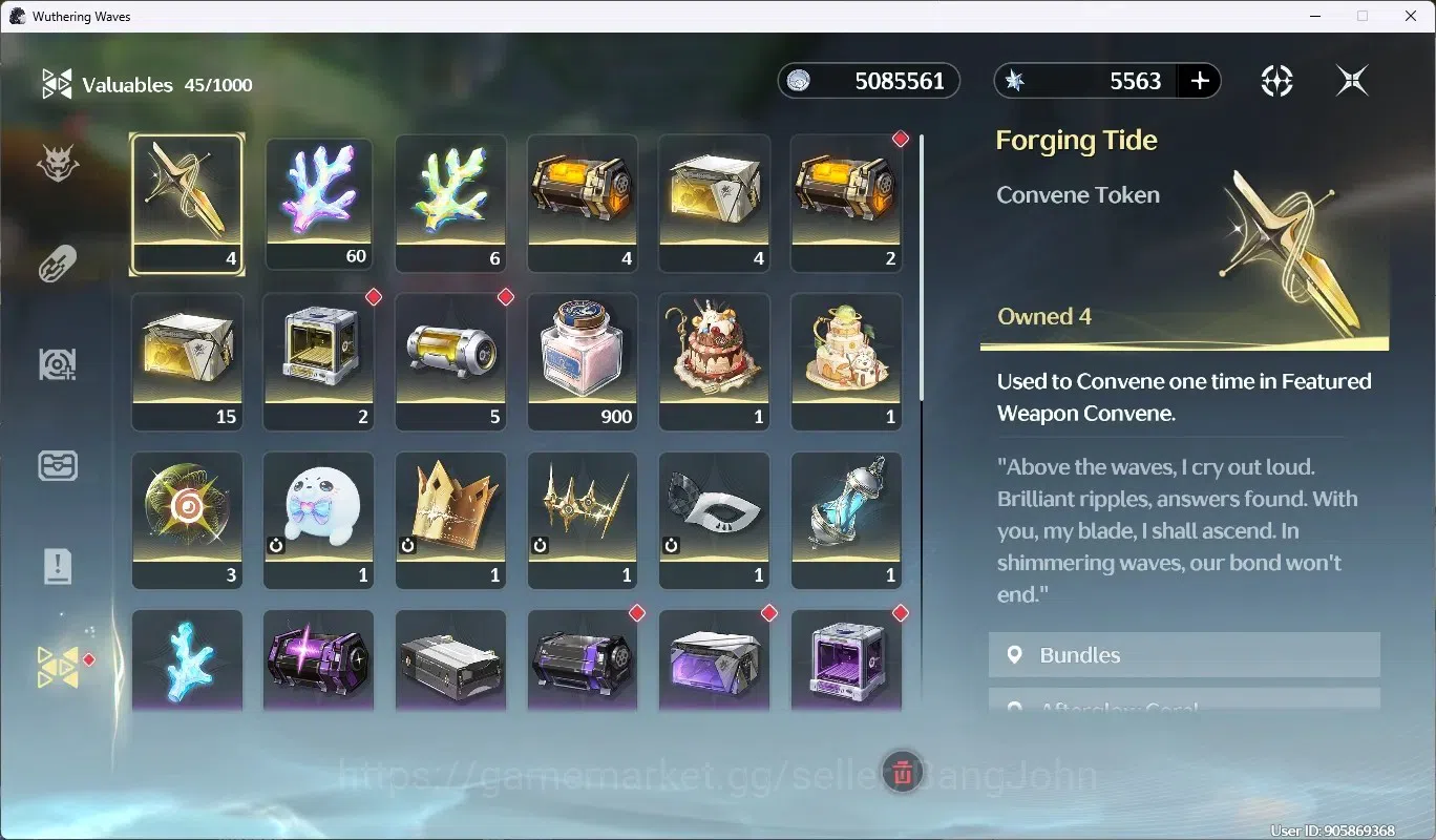 Wuthering Waves Accounts Others SEA|UL 35 | Rank 4 | 4 Char Limited Aemeath, Lucilla, Carlotta, Rebecca | 5563 Astrite | Mc 12