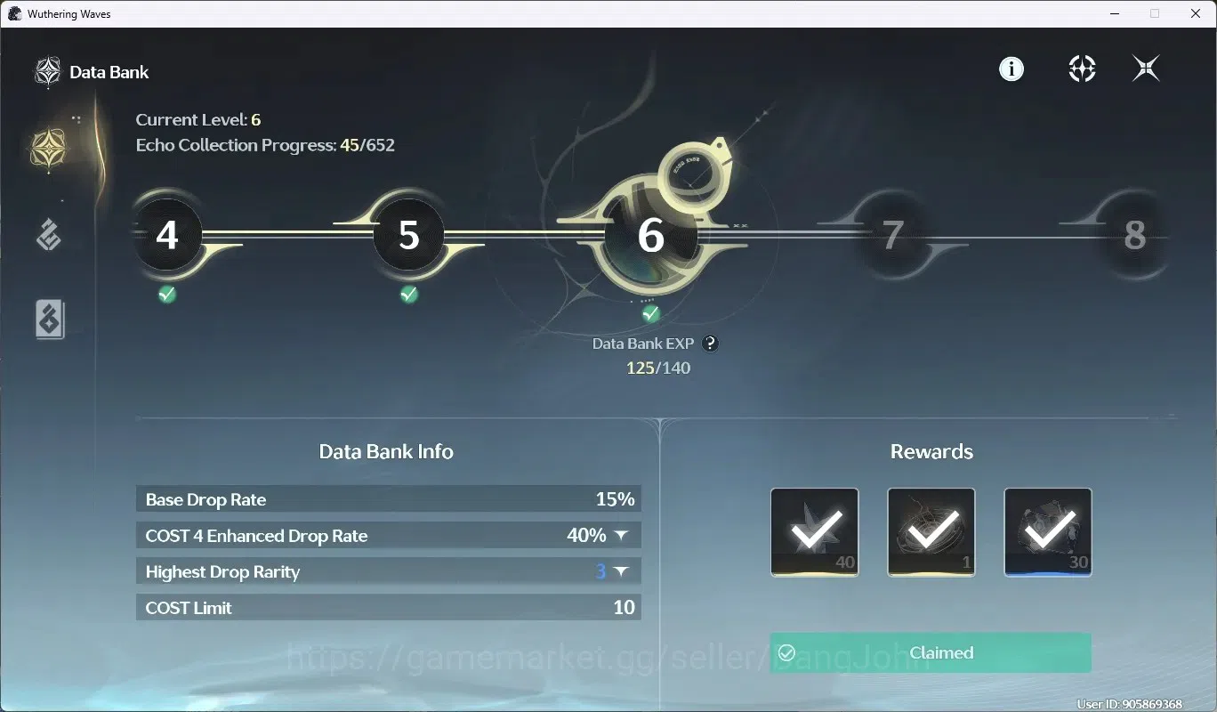 Wuthering Waves Accounts Others SEA|UL 35 | Rank 4 | 4 Char Limited Aemeath, Lucilla, Carlotta, Rebecca | 5563 Astrite | Mc 14