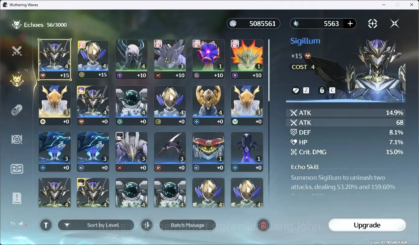 Wuthering Waves Accounts Others SEA|UL 35 | Rank 4 | 4 Char Limited Aemeath, Lucilla, Carlotta, Rebecca | 5563 Astrite | Mc 7