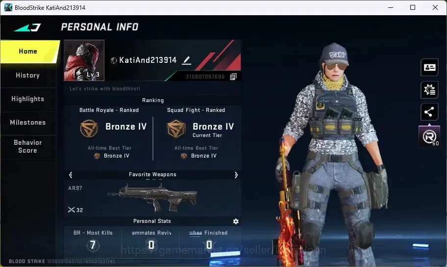 Blood Strike Accounts Others ASIA | 1 ULTRA GUN: M700-Boitatá | 1 ULTRA Guns |2 LEGENDARY GUN | 1 EPIC Name Changing Card 1