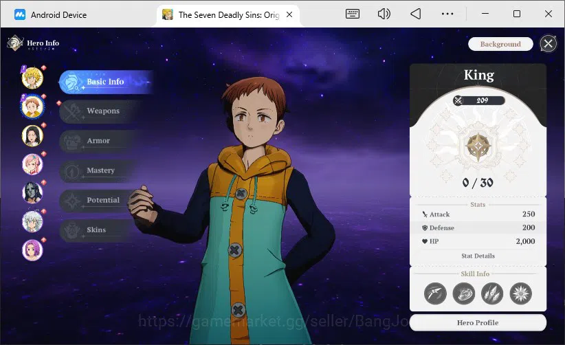 The Seven Deadly Sins: Origin Accounts EUROPE | Lv2 FreshStory | 3 SSR Meliodas, King, Guila + SSR Selector Ticked 7