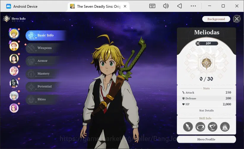 The Seven Deadly Sins: Origin Accounts EUROPE | Lv2 FreshStory | 3 SSR Meliodas, King, Guila + SSR Selector Ticked 8