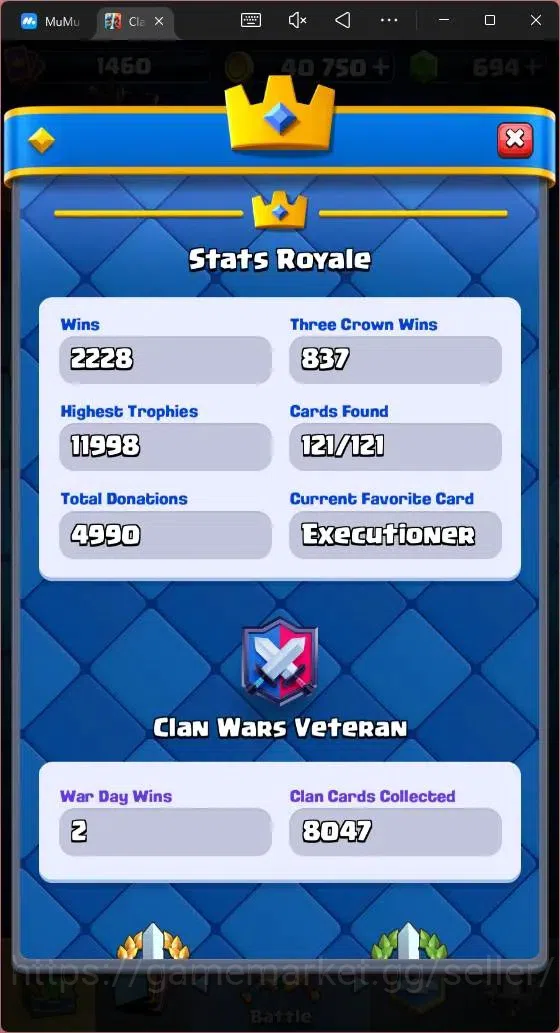 Clash Royale Accounts Mobile |CL 1460|KTL 15|Trophy 11998|Card 121|2 Max image 5
