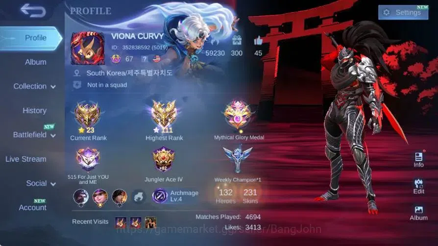 Mobile Legends: Bang Bang Accounts Global|Hero132|Skin231|Renowned|Collector Alucard| image 17