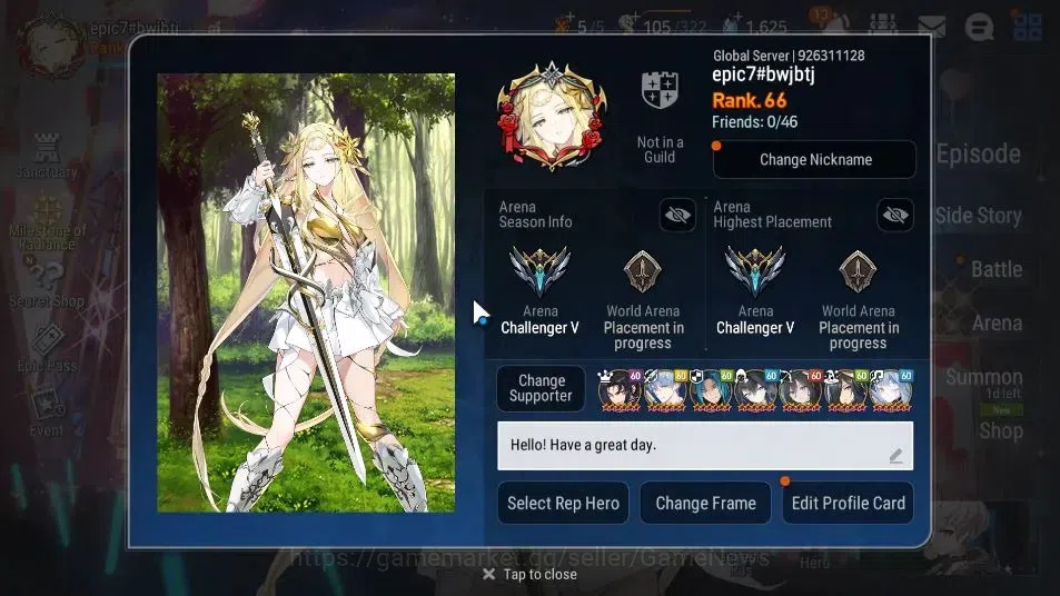 Epic Seven Accounts GLOBAL Unverif|11 ML(Monarch of the Sword Iseria,B image 2