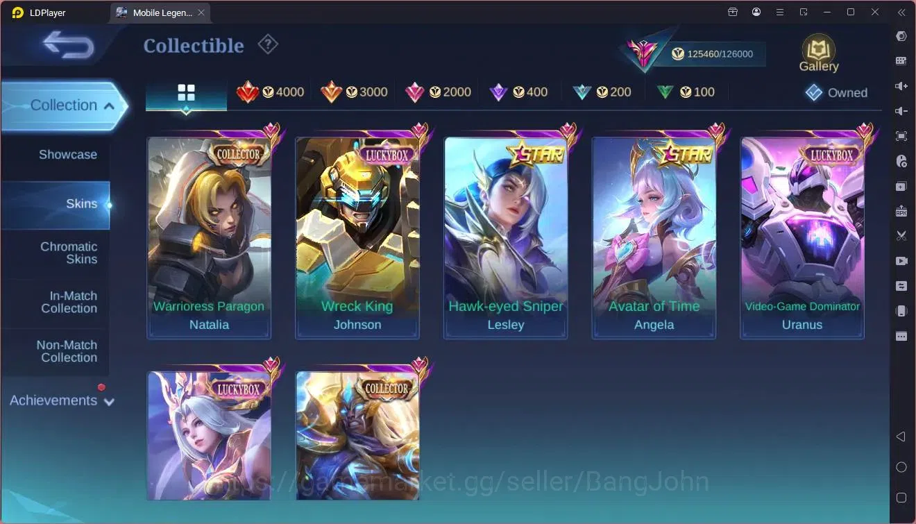 Mobile Legends: Bang Bang Accounts Collector Global|Hero 133|Skin 408|Exalted|Legend Johnson|HxH Julian|KOF Chou|TFM 10