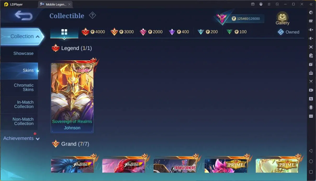 Mobile Legends: Bang Bang Accounts Collector Global|Hero 133|Skin 408|Exalted|Legend Johnson|HxH Julian|KOF Chou|TFM 7