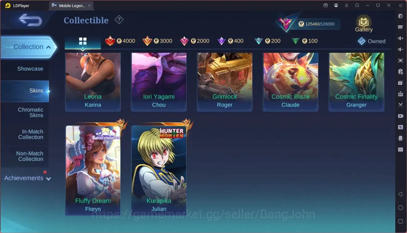 Mobile Legends: Bang Bang Accounts Collector Global|Hero 133|Skin 408|Exalted|Legend Johnson|HxH Julian|KOF Chou|TFM 9