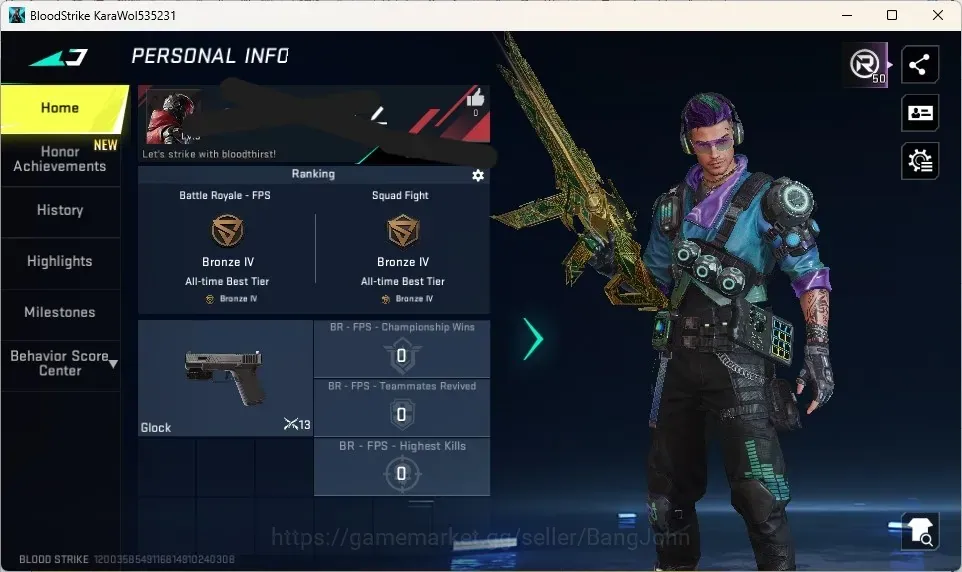 Blood Strike Accounts Others ASIA | 1 ETERNAL: MP5-Empyrean|1 Limited: Spear-Blossom|1 name Change|Check SS BS3939B 1