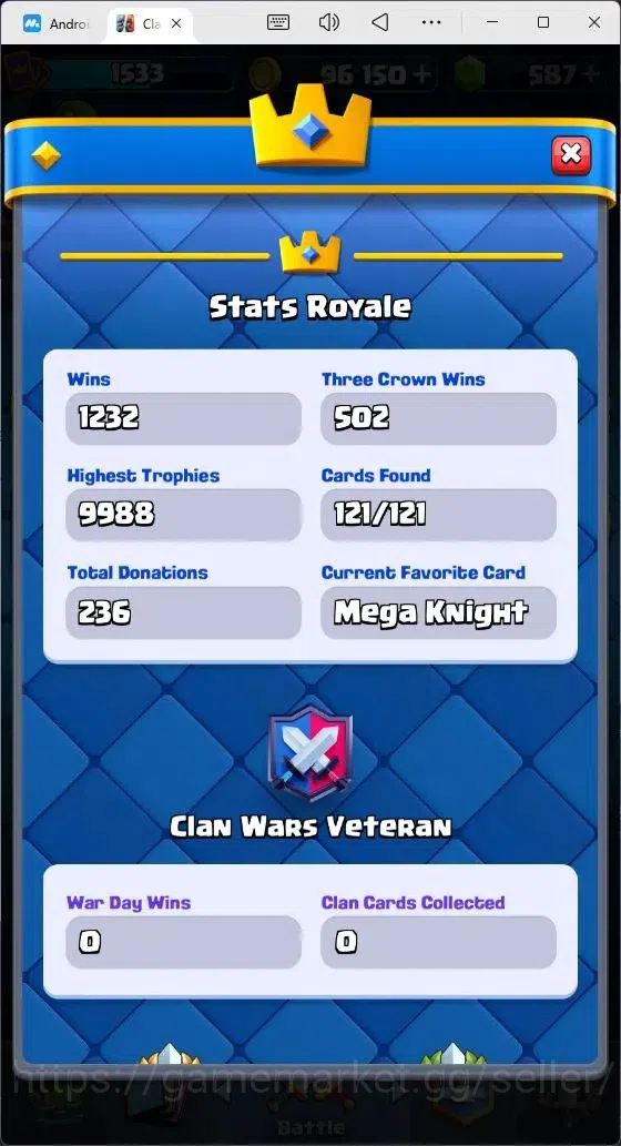 Clash Royale Accounts Mobile |Trophy 9988|1 Max Card Level|12 EVO Cards| image 2