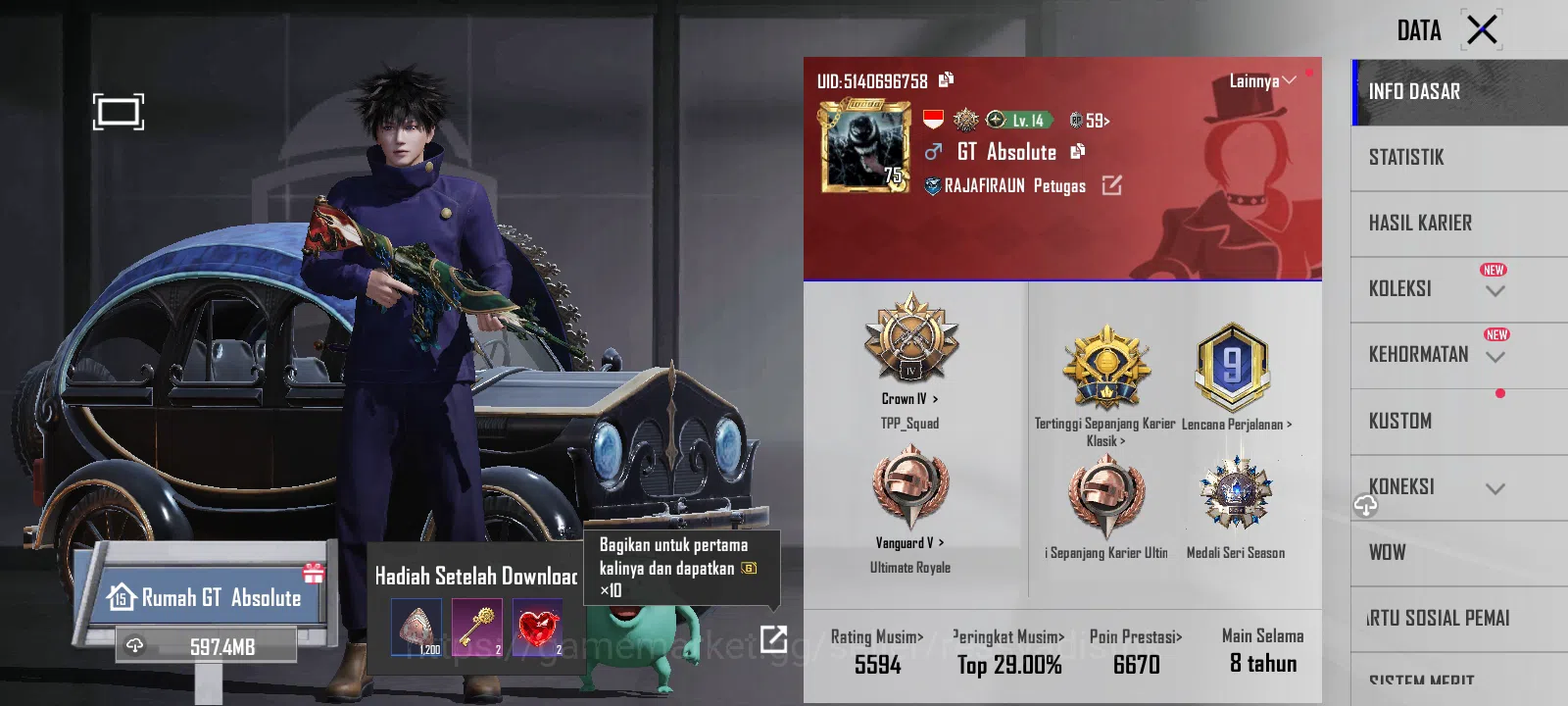 PUBG (PlayerUnknown’s Battlegrounds) Accounts PUBG | 47 SET MYTHIC, M4 IMMOLATION LVL 5, SCAR PRISM LVL 4, AKM CODEBREAKER 1