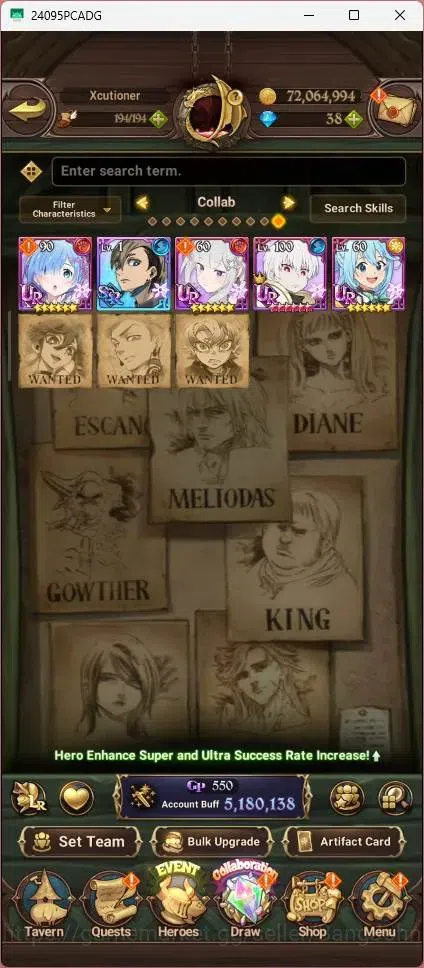 The Seven Deadly Sins: Grand Cross Accounts Endgame ASIA |5.1M Power|40 LS|LR Mesis 6/6|UR Menor 4/6,Skuld 2/6,Meliza 4/6 4