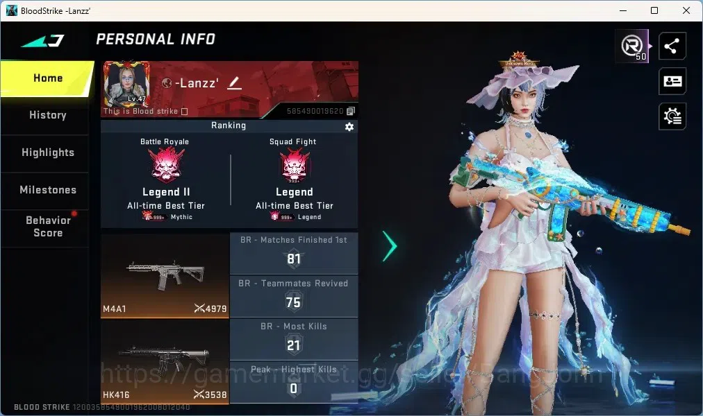 Blood Strike Accounts Collab Skin ASIA |2 OPM Guns:M4A1-Garou,SKS|1 TR Gun|1 Ultra Melee|4 Ultra Guns|12 Ultra Striker|2 1
