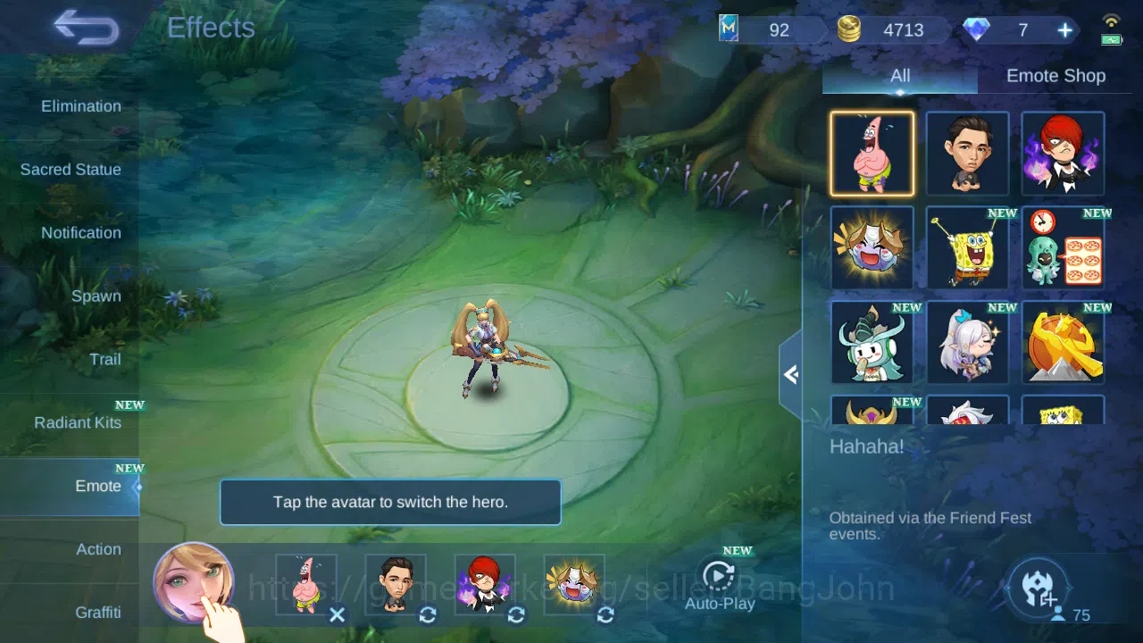 Mobile Legends: Bang Bang Accounts Others Hero 75 | skin 107 | kof karina | kof guinevere | epic gatotkaca | spongebob 10