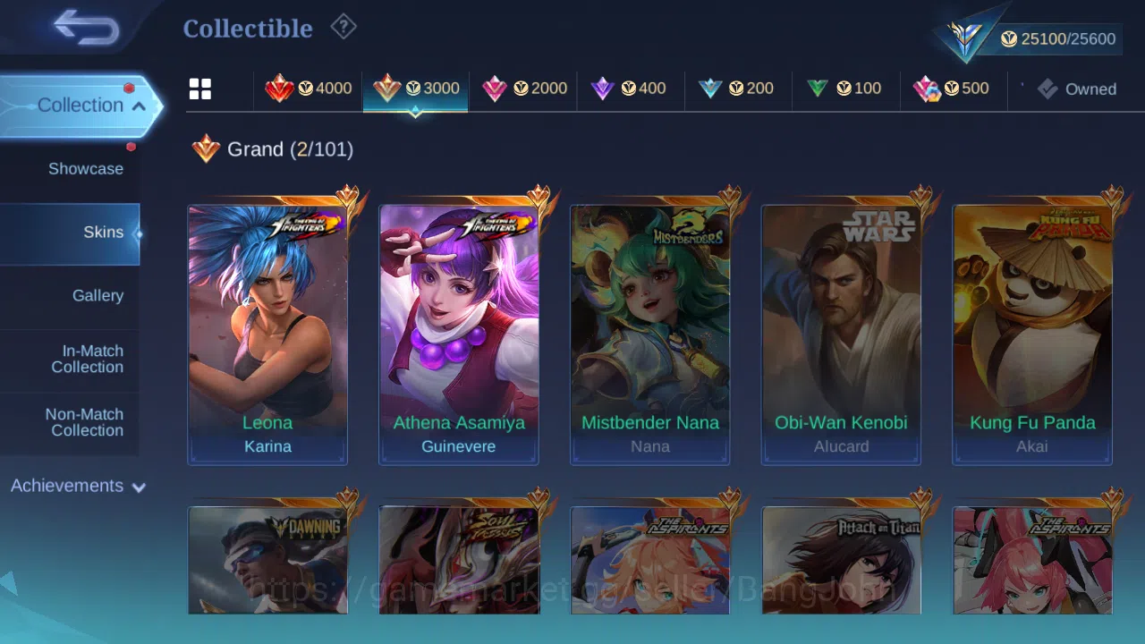 Mobile Legends: Bang Bang Accounts Others Hero 75 | skin 107 | kof karina | kof guinevere | epic gatotkaca | spongebob 11