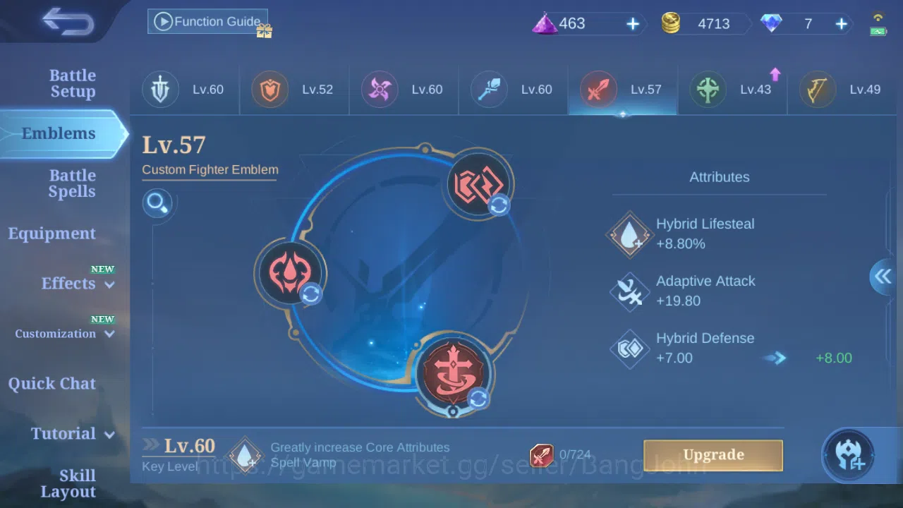 Mobile Legends: Bang Bang Accounts Others Hero 75 | skin 107 | kof karina | kof guinevere | epic gatotkaca | spongebob 5