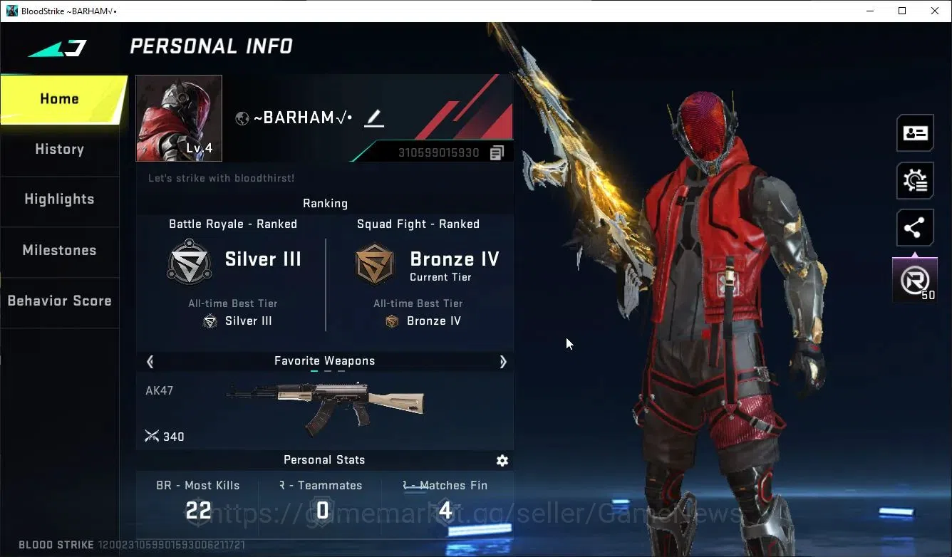 Blood Strike Accounts ASIA|1 ULTRA Gun SKS-Elysium | Legendary M700-Bloo image 2