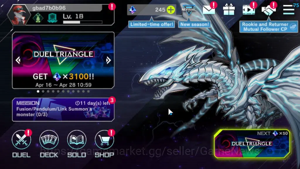 Yu-Gi-Oh! Master Duel Accounts Lv 18|20 Deck|VSK9,Dracotail,Radiant Typhon,Yummys image 1