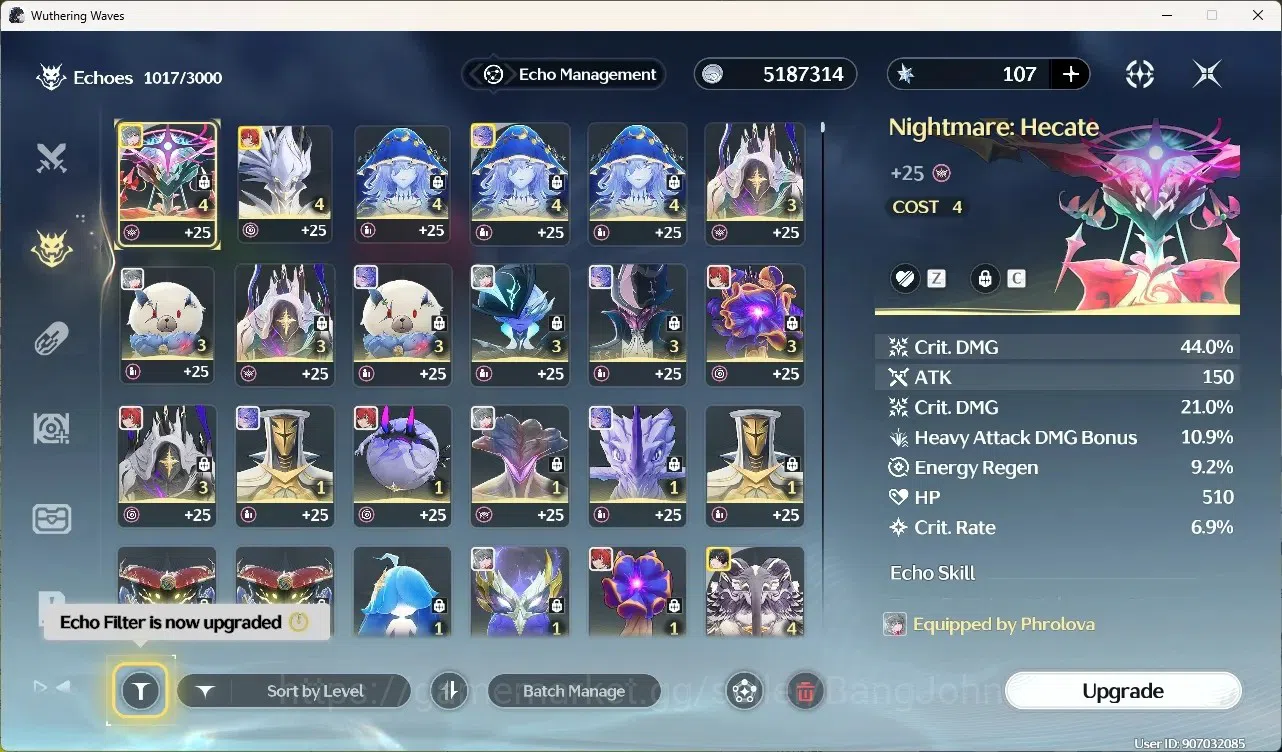 Wuthering Waves Accounts Starter SEA|UL 52|Rank 6|2 Char Limited [Phrolova Rc3, Cantarella]+Sign |Mc Female|TakeMail WW259B 14