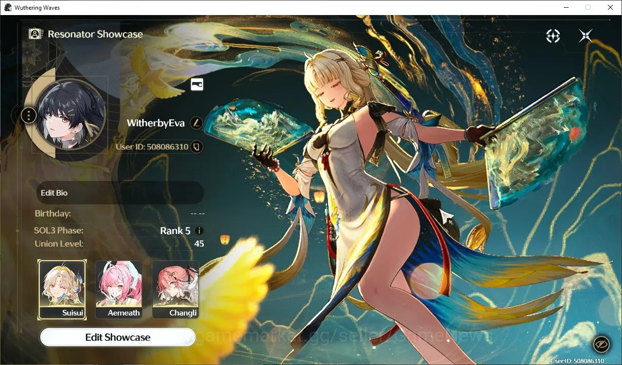 Wuthering Waves Accounts Starter NA|UL 45|3 Limited| (Aemeath RC1,Suisui,Changli)+Sign +3 Standard Character|DB Lvl 28|Log 1